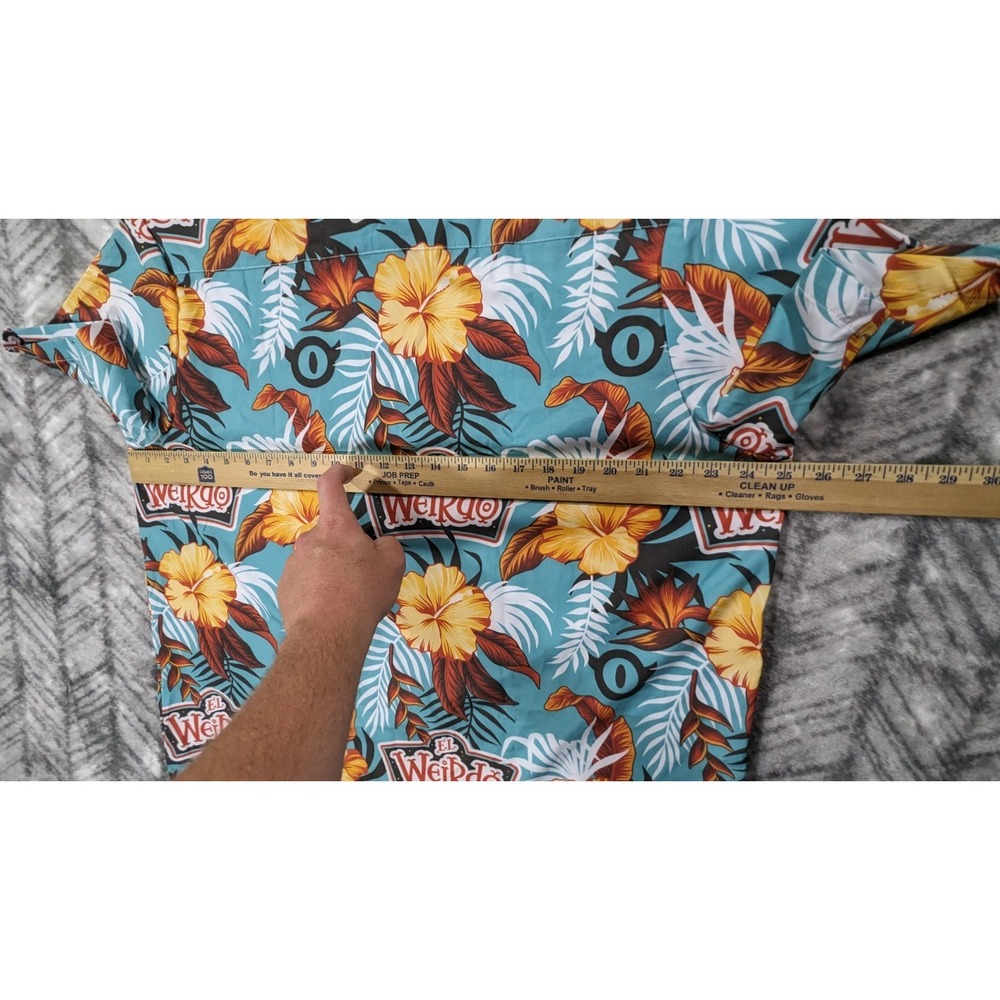 El Weirdo Ironic Floral Palm Hawaiian 4 Way Stretch Button Shirt Silly Crazy XL - Picture 5 of 9